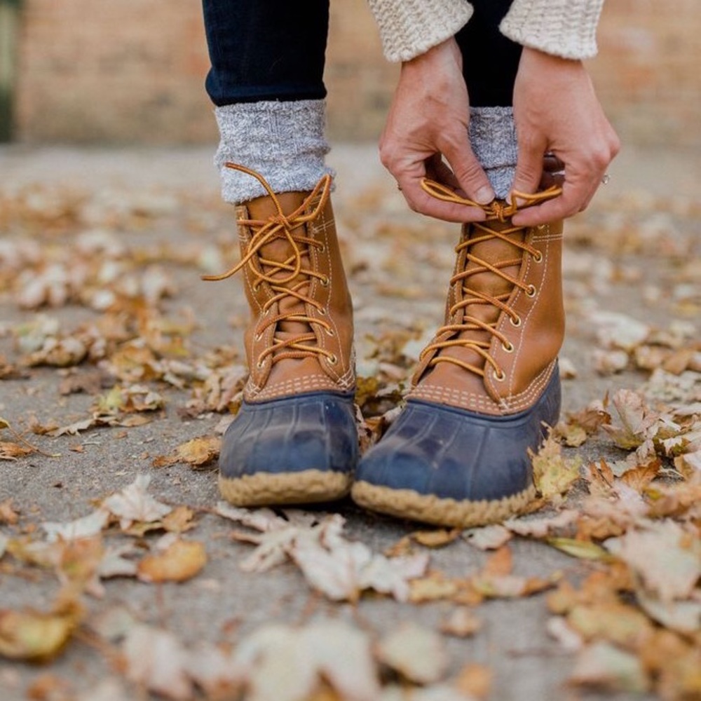 L.L. Bean Duck Boots 8” lace up navy
